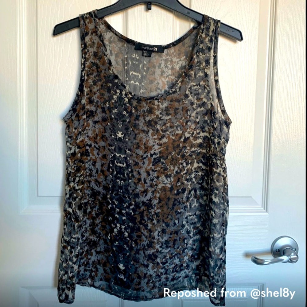 Forever 21 Sheer Leopard Flowy Tank.  Small. Would also fit a Medium.